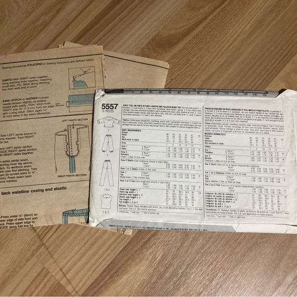 1982 Simplicity Girls Pullover Pants and Middy Top 5557 - Picture 2 of 4